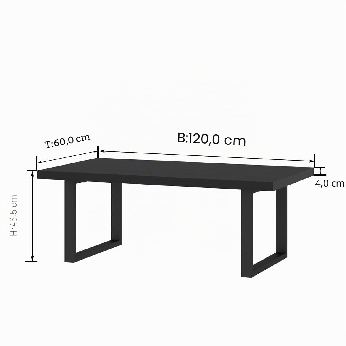 IBF Couchtisch Schwarzer Moderner Industrieller Wohnzimmertisch Minimalistischer Mitteltisch Schlichter Rechteckiger Holz und Metall Cocktail Couchtisch für Wohnzimmer Zuhause Schlafzimmer Büro