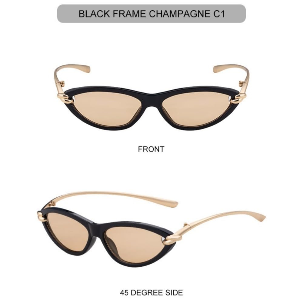 Małe, seksowne okulary przeciwsłoneczne Cat Eye, damskie, punkowe, metalowe, modne okulary przeciwsłoneczne Cat Eye dla kobiet