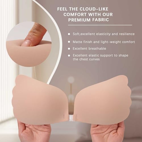 Lolaura Invisible Sticky Bra for Women Strapless Adhesive Bra, with 3inch Nipple Cover, for Backless Dresses3