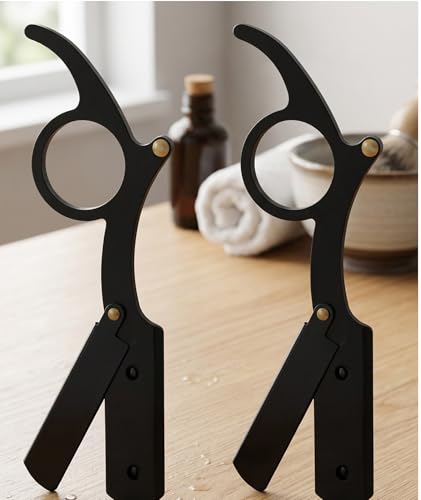 Image of 2Pcs Razor For Man, Shaving Razor Men, Straight Razor-Manual Barber-Style Professional Trimming Tool For Beard & Face