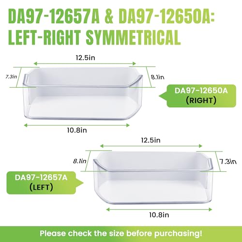 Image of AMI PARTS DA97-12650A(RIGHT) & DA97-12657A(LEFT) Refrigerator Door Shelf | Fit for Refrigerator Parts RF260BEAESR RF261BEAESR RF261BEAESP RF260BEAEWW with 2 Egg Trays