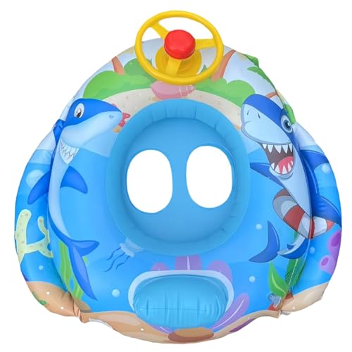 Flutuador insuflável para piscina para bebé, flutuador de natação para bebé, assento seguro, anel de natação com volante, assento de piscina, barco, lindo flutuador de bebé para meninas e meninos