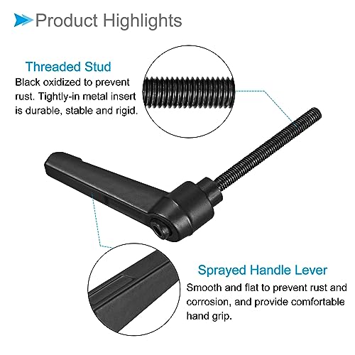 Image of Clamping Lever Handles, M5 x 50mm Male Thread, Adjustable Quick Release Locking Rotating Bolt Knobs Black - (Applications: for Lathe Machinery), 2-Pieces