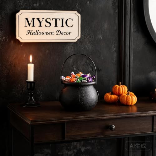 3 Inch Black Witch Cauldron Halloween Candy Bucket for Halloween Party - image 5
