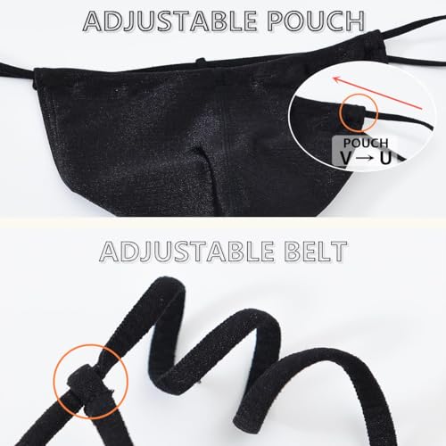Men's Sexy T Back Underwears Adjustable Pouch Thongs Silky Low Rise Micro G String Bikini4