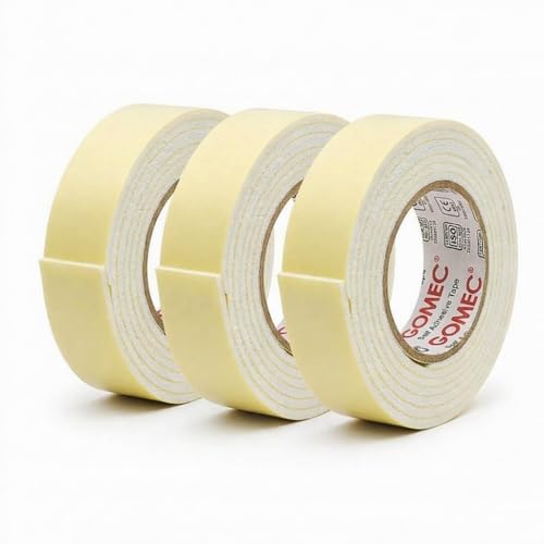 Image of Double-Sided Foam Tape 3mtr X 24mm - Strong Mounting, Shock Absorbing, Multi-Surface Adhesive Tape for Home, Office, Decor & Automotive - No Drilling, Clean Finish (3mtr X 24MM (Pack of 3))
