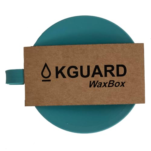 KGuard WaxBox – Wiederverwendbare Silikonbox in Lebensmittelqualität mit Bambusschaber – Zum Transportieren, Recyceln und Schützen deines Surf-, Kite- oder SUP-Wachses – Ø 8 cm / 56 g – Türkis