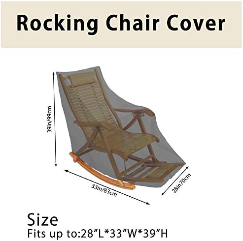PandaHug Patio Rocking Chair Cover Waterproof Oxford Fabric Heavy Duty Veranda Reclining Garden Chair Cover Outdoor Furniture Protective Cover (Black)
