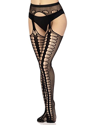 Leg Avenue womens Fishnet Stockings With Attached Garter Belt - Image 4