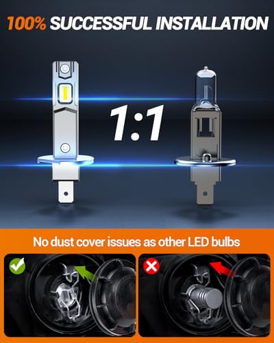 Image of SEALIGHT H1 H7 Bulbs Combo, 100,000LM LED Fog Lights with 14000RPM Cooling Fan, Plug-N-Play, Pack of 4