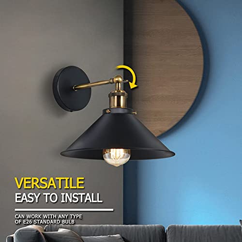Aplique de pared negro industrial y ajustable para interiores loft 3