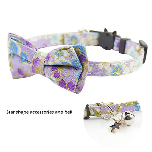 Image of Bowtie Cat Collars Breakaway with Bell, Adjustable Cute Kitty Collars Safety Buckle Kitten Collar for Cat Puppy 7.5-11in (22)