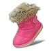 Mädchen Stiefeletten Baby Wärme Gefütterte Schneestiefel Rutschfest Stiefel Kleinkindschuhe Wasserdicht Stiefeletten (21EU/CN 21,Rosen Rot)
