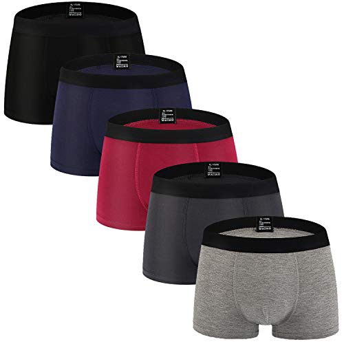 Youlehe Men's Underwear Soft Bamboo Boxer Briefs Stretch Trunks Pack (Large, 5 Pack 08)