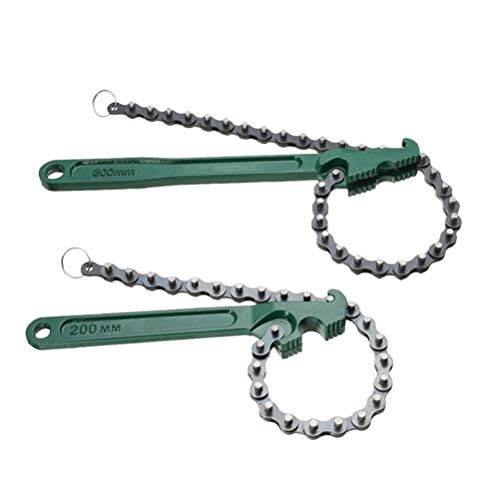 UKCOCO 2 pcs chain oil filter wrench adjustable disassemble auto car oil filter removal tool repair tools oil grid wrench remover (green)