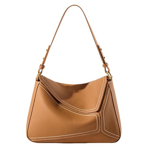 JIUFENG Genuine Leather Geometric Tote Handbag for Women, Women's Shoulder Bag Clutch Zipper Closure