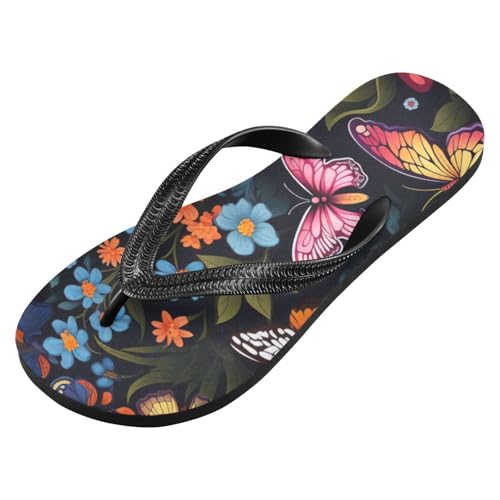 Butterfly Flower Men's & Women's Classical Beach Rubber Sandal Flip Flop Comfortable Slipper 214B3120