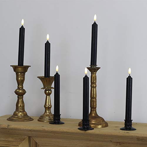 Halloween 6PACK Black Wax Flameless Battery Powered Windows Candles with Remote and Timer & Candlestick. Removable Black Candleholders. Remote Included. - Thumbnail 7
