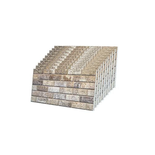 IZODEKOR 3D Brick Effect Wall Panels - Faux Brick Paneling for Living Room, Kitchen, Bathroom and More | Beige Dream - Pack of 10 Covers 53 sq ft