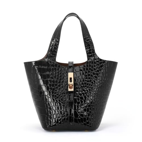 Image of Tote Bag for Women Vegan Leather Bucket Purse for Women Top Handle Handbag Shoulder Bag with Detachable Small Purse