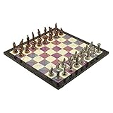 CAZARU Jeu d\'échecs en métal Ensemble Cheval de Troie Moyen Sparte Pierre Ancienne Printemps à Motifs échiquier qualité Cadeau sur Mesure Luxe