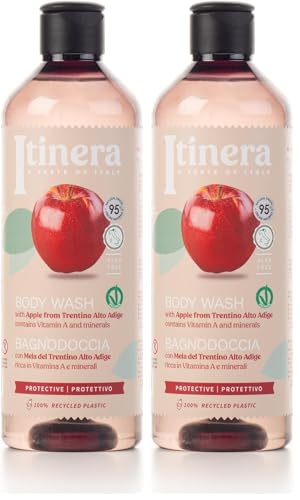 Image of Itinera Protective Body Wash with Apple from Trentino Alto Adige (12.51 fl oz) - with Aloe vera and Glycerine - Vegan Friendly - 95% Natural Origin Ingredients (Pack of 2)