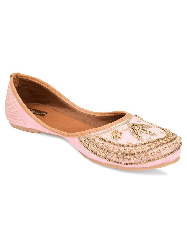 desi colour Mojari Punjabi Jutti for Women Ethnic Footwear- Dabka Work-picture-39