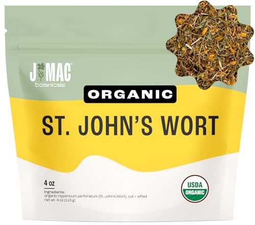 J Mac Botanicals, Organic St John's Wort herb (4 oz) loose leaf St. Johns Wort tea