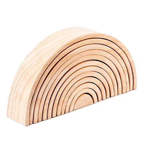 sharprepublic 木製パズル 虹色トンネル 積み木 12色 幼児 子供 おもちゃ 知育玩具 ブロック おもちゃ 全3色 - B