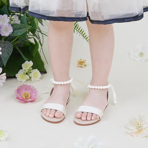 Image of PHIRAMIN Toddler Girl Sandals - Flower Girl Dress Shoes Open Toe Little Kid Wedding Party