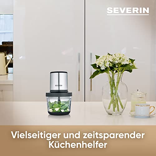 SEVERIN Universalzerkleinerer, Multizerkleinerer für grobes und feines Zerkleinern, geeignet für Crushed Ice, Käse, Nüsse und mehr, matt-schwarz/Edelstahl-gebürstet, KM 3867 3