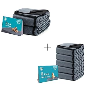 Bunlitent Washable Pee Pads for Dogs 7 Pack, 72×72 Pack 2, 36×41 Pack 5, Reusable Puppy Pads, Large Whelping Pads, Highly Absorbent Dog Training Pads.