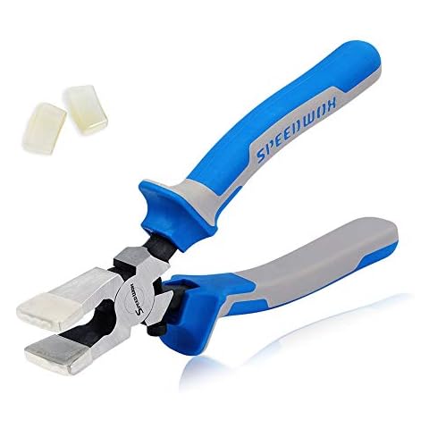 SPEEDWOX Glass Running Pliers with Rubber Tips for Glass Cutting 8 Inches Key Fob Pliers with Curved Jaws Heavy Duty Mosaics Breaking Tool Gifts for Dad Daddy Papa Grandpa Men Husband Him Cover