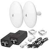 Wireless Bridge NBE-M5-16 Pre-Configured Bundle of 2, Ubiquiti NanoBeam Point to Point Wi-Fi Bridge Outdoor, Plug and Play 150+ Mbps, 5 GHz, 15+ km Link Range