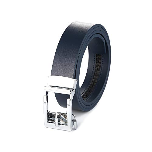 Image of Gelante Genuine Leather Ratchet Dress Belt With Automatic Sliding Buckle - Minimalistic Style-Trim to Fit