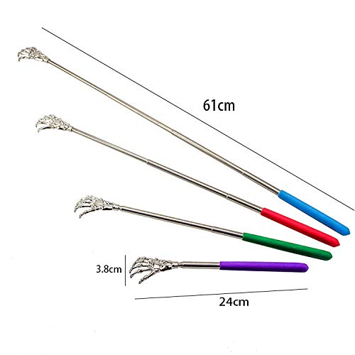 Image of Alexvyan Small Adjustable Portable Extendable Back Scratcher, Metal Stainless Steel Telescoping Itching Stick Tool (Pack of 2-5Finger)