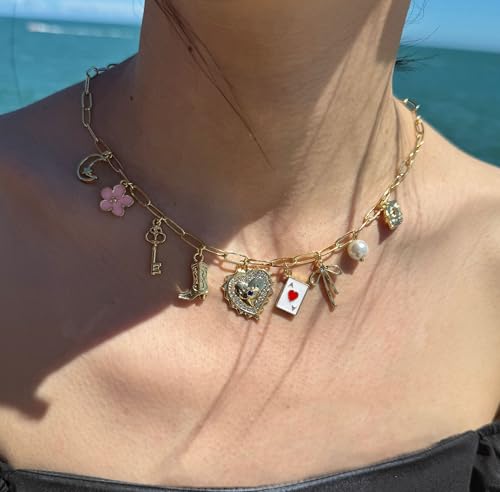 Charm Necklace For Women Shell Heart Necklaces Gold Chunky Pendant Paperclip Chain Boho Summer Seashell Beach Evil Eye 14k Starfish Jewelry3