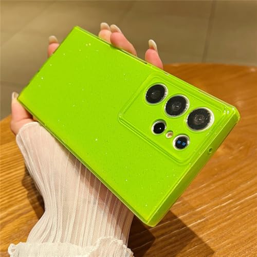 Coque silicone Samsung S23 antichoc de luxe finition pailletée vert fluo