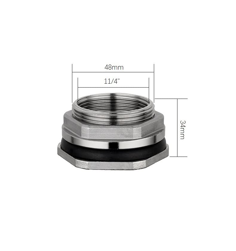 Rosca hembra SUS304 de 1/2 ", 3/4", 1 ", 1-1/4", 1-1/2 ", 2", tubería BSP, llave suelta única, tuerca de ajuste, conector de unión de tanque de agua, 1 ud. (Color : DN32, Size : 2 pac)