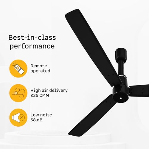 Image of atomberg Razon 1200mm BLDC Ceiling Fan with Remote | World's Smallest Motor Powered by BMC | Advance Air+ Technology | BEE 5 star Rated | Low Noise | Sleek Design | 3 Year Warranty (MIDNIGHT BLACK)