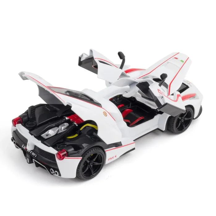 Image of The Ferrari FXXF 1:32 in Large Size Music Boys Toy CAR, DIECAST Metal Pullback Toy CAR with OPENABLE Doors & Light, TOP Toys Gifts for Kids [White-Color]