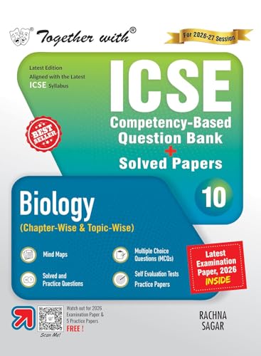 Image of Together with ICSE Question Bank Class 10 Biology for 2027 board exams| With PYQs, Competency & skill-mapped questions, Examination Paper 2026 & Practice Papers