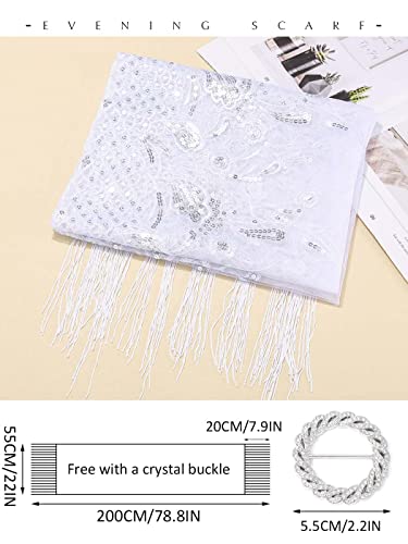 EASEDAILY Women's Shawls and Wraps for Evening Dresses Sparkling Sequin Wedding Scarf Fringe Stole for Bride and Bridesmaid3