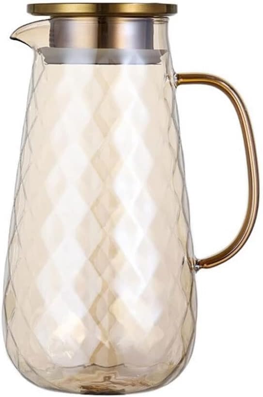 Glass Pitcher with Lid Iced Tea Pitcher Water Jug Hot Cold Water Ice Tea Wine Coffee Milk and Juice Beverage Carafe