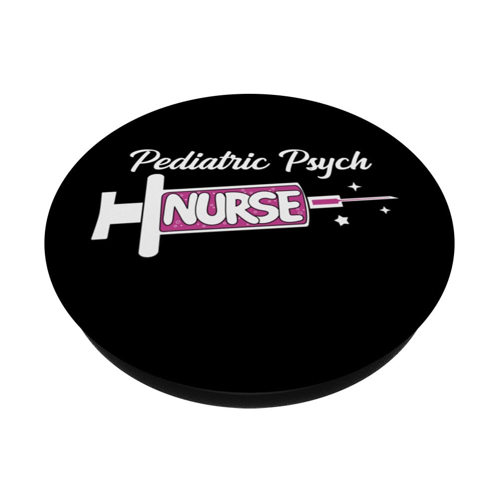 Pediatric Psych Nurse Cute Psychiatric Nursing Unit RN PopSockets Swappable PopGrip, Black - Image 2