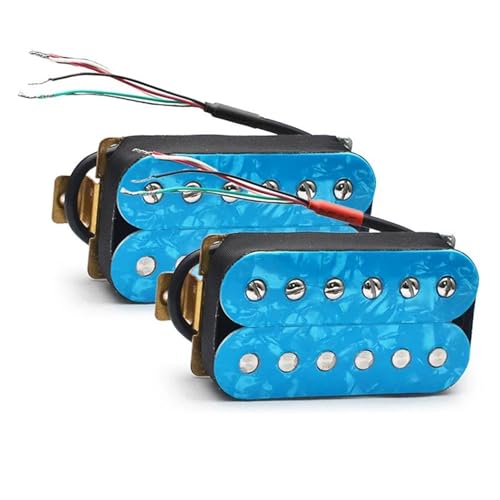 エレキギターピックアップキット 1セット N7.5K/B15K エレキギター ハムバッカー 調整可能 ネジ デュアルコイル 6弦エレキギター用 コイルスプリットピックアップ(Blue)