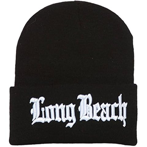 Gravity Threads Long Beach Old English Cuffed Black Beanie Cover