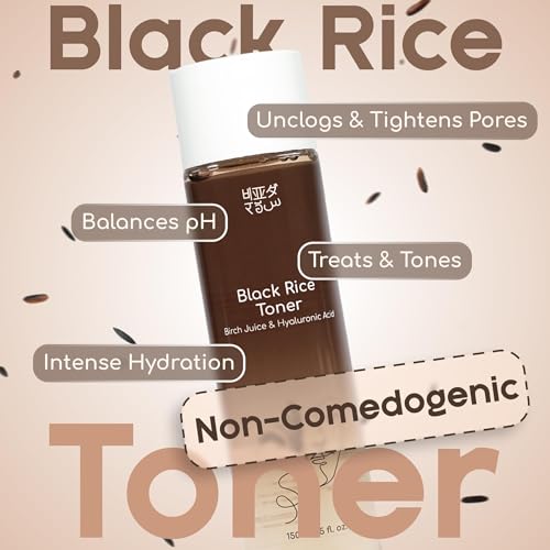 Image of Black Rice Toner With Birch Juice & Hyaluronic Acid For Unisex | Deeply Hydrates, non-comedogenic & Balances Skin's PH | Suitable For All Skin Types | 150ml (Pack of 2)