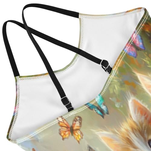 Pigsaly Girls One Piece Swimsuits Spring Daisy Flowers Basket Butterfly Cat Kids Cross Back Swimwear Bathing Suit 3T4