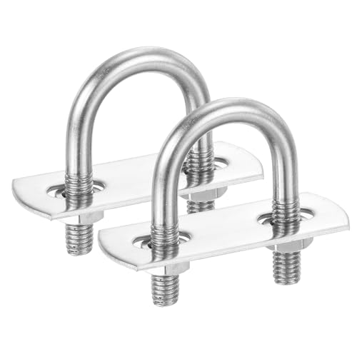 Image of PATIKIL Round U-Bolts, 2 Pcs 0.71 inch(18mm) Inner Width 36mm Length M6 with Nut Plate Washer 304 Stainless Steel Round Bend U-Bolts for Boat Trailer Axle Sailboat